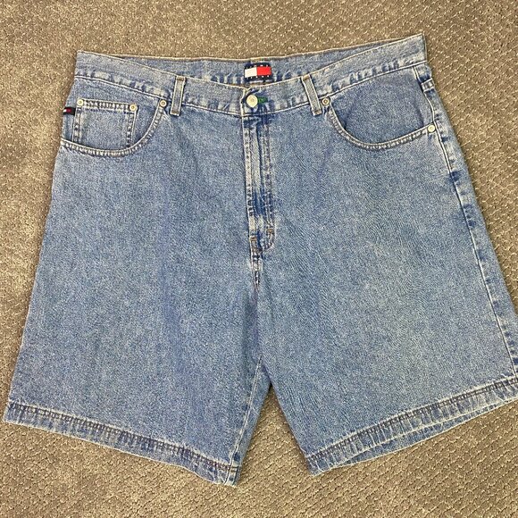Vintage Y2K Tommy Hilfiger Denim Shorts Men's 38 Blue Jean cotton Made in Canada - Picture 2 of 10